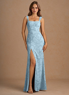 Azazie Square A-Line Floor-Length Maxi Wedding Guest Formal Dresses in Sky Blue