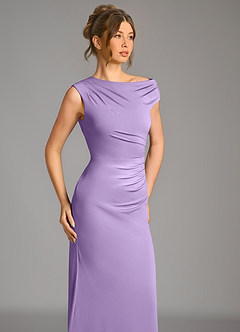 Azazie Nazanin Bridesmaid Dresses Lilac Mermaid Off the Shoulder Premium Stretch Jersey Dress image7