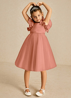 Azazie Kaeya Flower Girl Dresses MAI TAI A-Line Bow Tulle Dress image3