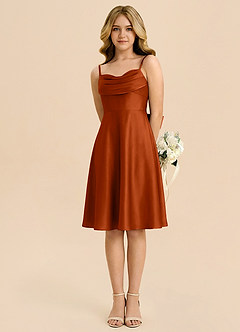 Azazie Bear Junior Paprika A-Line Sweetheart Neckline Stretch Satin Dress image5