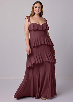 Barbie ♥ Azazie Bridesmaid Dresses Sangria A-Line Sweetheart Neckline Chiffon Dress image6