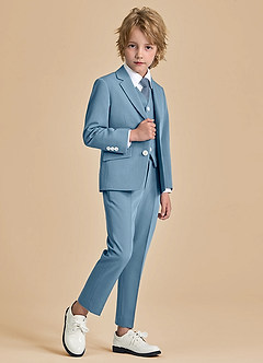 front Oliver Boys Light Blue 5-Piece Suit With Pre-tie