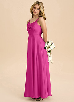 Azazie Bug Junior Linia A Pofałdowany Satyna elastyczna Długość podłogi Młodsza druhna Sukienka image7