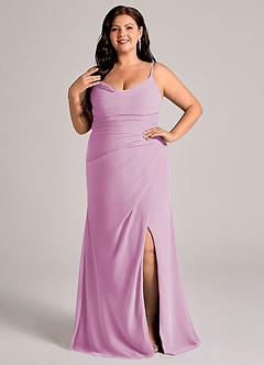 Azazie Deandra Bridesmaid Dresses Candy Pink Mermaid Pleated Chiffon Dress image7