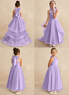 Azazie Bev Blumenmädchenkleider A-Linie Cabrio Tüll Kleid Flieder image2