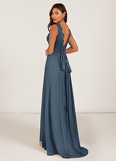 Azazie Gertrude Bridesmaid Dresses Neptune A-Line Lace Chiffon Dress image10