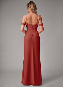 Azazie Haisley Bridesmaid Dresses Terracotta Sheath Off the Shoulder Chiffon Convertible Dress image7