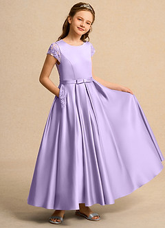Azazie Bunny Junior Formal Robe Demoiselle D'honneur Fillette Robe Princesse en Dentelle Lilas image1