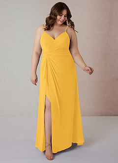 Azazie Emerald Bridesmaid Dresses Marigold A-Line Ruffled Chiffon Dress image7