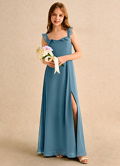 Azazie Chip Girls Formal vestidos de niña de las flores Vestido de Bermudas de Gasa de Corte en A con Sin mangas image5