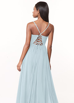Azazie Marilyssa Bridesmaid Dresses Sky Blue A-Line Corset Stretch Chiffon Dress image4