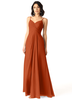 Azazie Aubrielle Vente Finale Robe Trapèze en Mousseline de soie Plissée Desert Rose image3