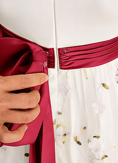 Azazie Pollie Flower Girl Klänningar Klänning A-Linje i Tyll Rosett image7