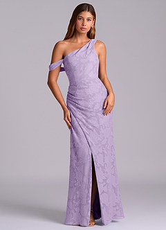 Azazie Madelyn Final Sale Lilac Mermaid One Shoulder Floral Burnout Convertible Dress image1