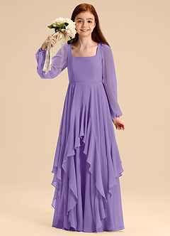 Azazie Clara Junior Tahiti A-Line Blouson Chiffon Dress image1