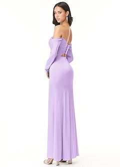 Azazie Hallie Brudtärnklänningar Klänning av Tubklänning i Stretch Satin Off-The-Soulder långärmad Lila Konvertibel image6