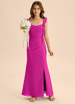 Azazie Jessamine Junior Klä av Sjöjungfru i Chiffong Älskling Halsringning image1