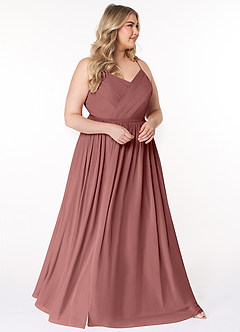 Azazie Cora Bridesmaid Dresses Desert Rose A-Line Pleated Chiffon Dress image9