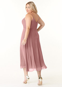 Azazie Clarissa Bridesmaid Dresses Dusty Rose A-Line V-Neck Chiffon Dress image10