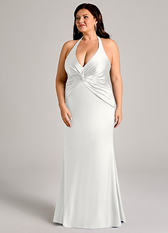 Azazie Valerie Suknie dla druhen Syrena Pofałdowany Satyna elastyczna Do ziemi Sukienka image11