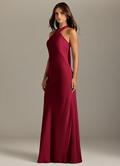 Azazie Doretta Bridesmaid Dresses Burgundy Mermaid Pleated Chiffon Dress image4