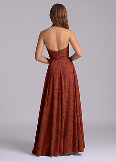 Azazie Tessie Brudtärnklänningar Klä av A-Linje i Blommig Utbrändhet Plisserad Terrakotta image2