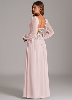 Azazie Hattie Bridesmaid Dresses Blushing Pink A-Line Corset Chiffon Dress image2