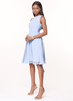 Azazie Katrina Bridesmaid Dresses Ice A-Line One Shoulder Chiffon Dress image3