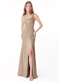 Azazie Salma Final Sale Auburn Sheath Side Slit Chiffon Dress image1