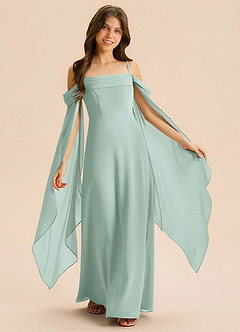 Azazie Moana Junior A-Linie Plissee Chiffon Kleid Agave image2
