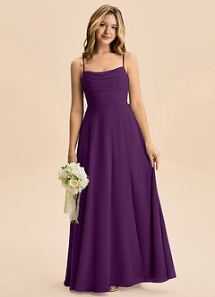 Azazie Bear Junior Grape A-Line Pleated Chiffon Dress image1