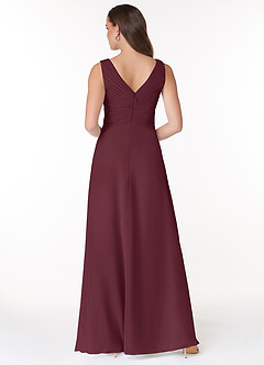 Azazie Flora Brautjungfernkleider A-Linie Plissee Chiffon Kleid Cabernetrot image2