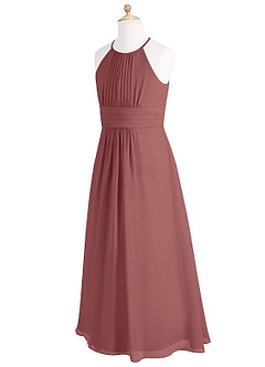 Azazie Bonnie Junior Amethyst A-Line Pleated Chiffon Dress image7