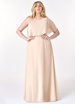 Azazie Lizzy Bridesmaid Dresses White Alabaster A-Line One Shoulder Chiffon Dress image8