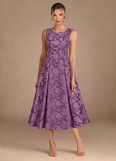 Azazie Fulton Abiti per la Madre della Sposa Abito A-Line in Burnout Floreale Plissettato Glicine image5