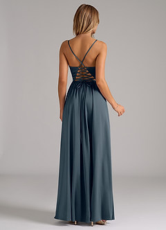 Azazie Aaida Robes de demoiselle d'honneur Robe Trapèze en Satin extensible Corset Violet Crépusculaire image6