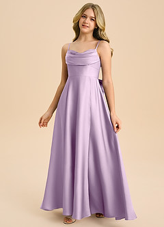 Azazie Bear Junior Frosted Lilac A-Line Sweetheart Neckline Stretch Satin Dress image4