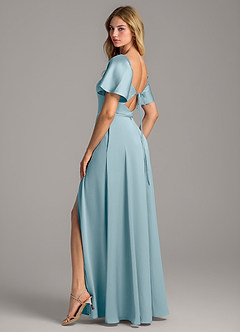 Azazie Chloe Jurken voor bruidsmeisjes Jurk van Stretch Satijn met A-Lijn Sweetheart Halslijn Mystiek Blauw image2