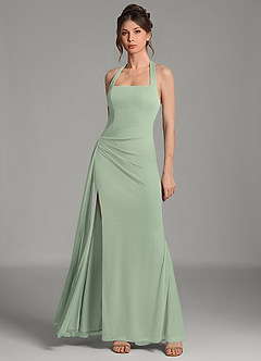 Azazie Ezra Bridesmaid Dresses Dusty Sage Mermaid Pleated Mesh Dress image3