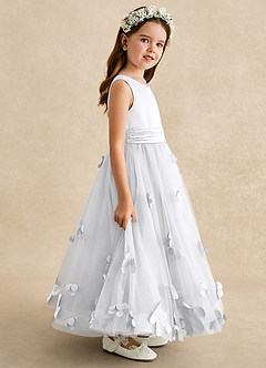 Azazie Vi Flower Girl Dresses White A-Line Sleeveless Tulle Dress image7