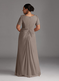 Azazie Bessie Kleider für die Brautmutter A-Linie Plissee Gittergewebe Kleid Taupe image8