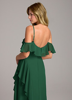 Azazie Aubrie Vestidos de damas de honor Vestido de Verde Oscuro de Gasa de Corte en A con Vestidos sin tirantes image2