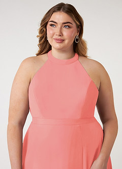 Azazie Clarice Abiti da Damigella Abito A-Line in Chiffon con Scollo Halter Corallo image13