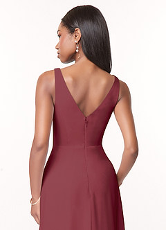 Azazie Nala Bridesmaid Dresses Merlot A-Line Pleated Chiffon Dress image5