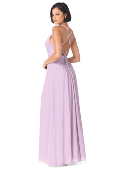 Azazie Farren Bridesmaid Dresses Frosted Lilac A-Line Pleated Chiffon Convertible Dress image5