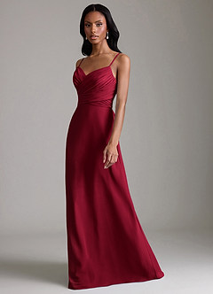 Azazie Kali Bridesmaid Dresses Burgundy A-Line Pleated Chiffon Dress image6
