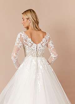 Azazie Freya Wedding Dresses A-Line Sequins Tulle Chapel Train Dress image13