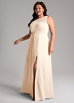 Azazie Phaedra Bridesmaid Dresses White Alabaster A-Line One Shoulder Chiffon Dress image6