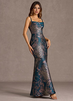 Kleid Trinity Blaugrünes Blumenmuster image3