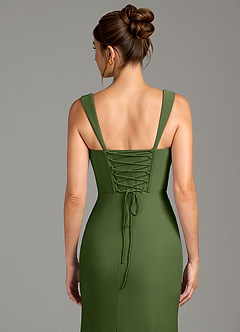 Azazie Agustina Bridesmaid Dresses Olive Mermaid Corset Premium Stretch Jersey Dress image2